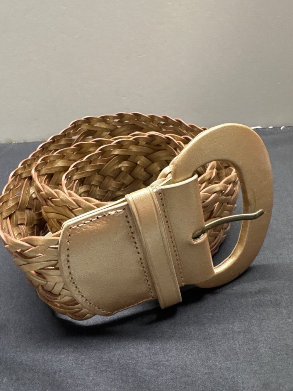 Lauren Ralph Lauren Womens Braided Metallic Gold Belt Size L
